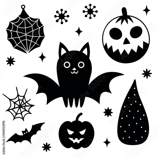    Cute Halloween elements vector illustration.

