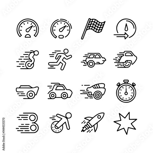 Speed and Acceleration Line Icon Set