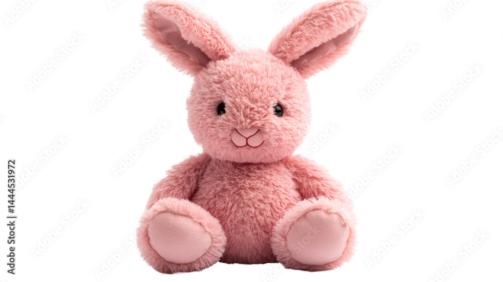 Pink plush rabbit sitting, cut out transparent Pink plush rabbit sitting, cut out transparent