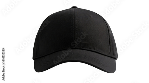 Black baseball cap isolated, cut out transparent