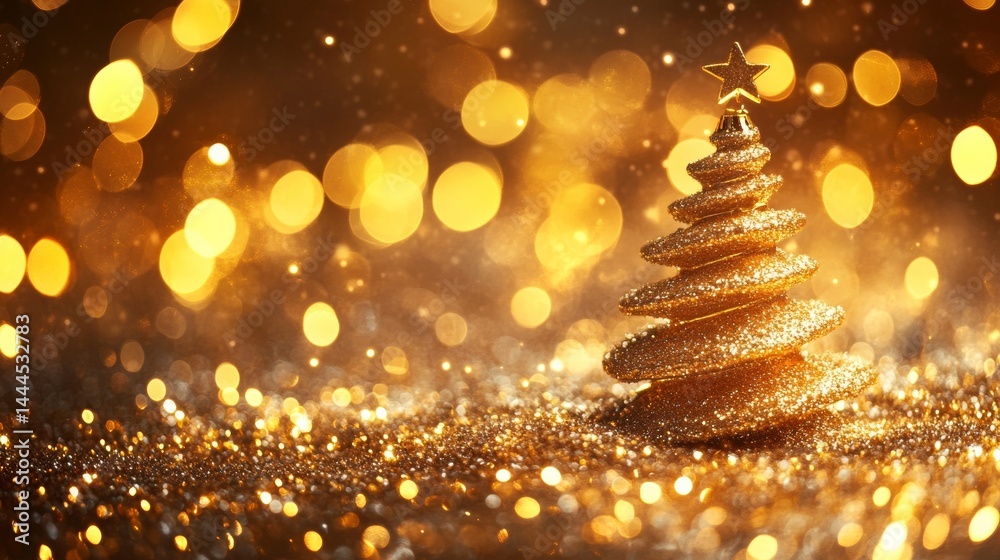 Golden christmas glittery background