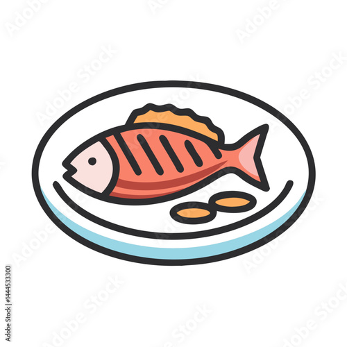  Fresh Fish Fillet on Plate