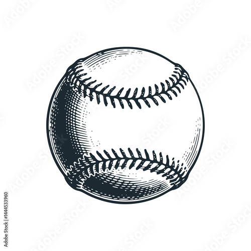 Softball – Black and White Icon Vector and Illustration