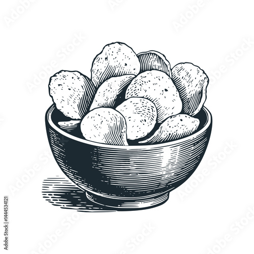 Potato chips  – Black and White Icon Vector and Illustration