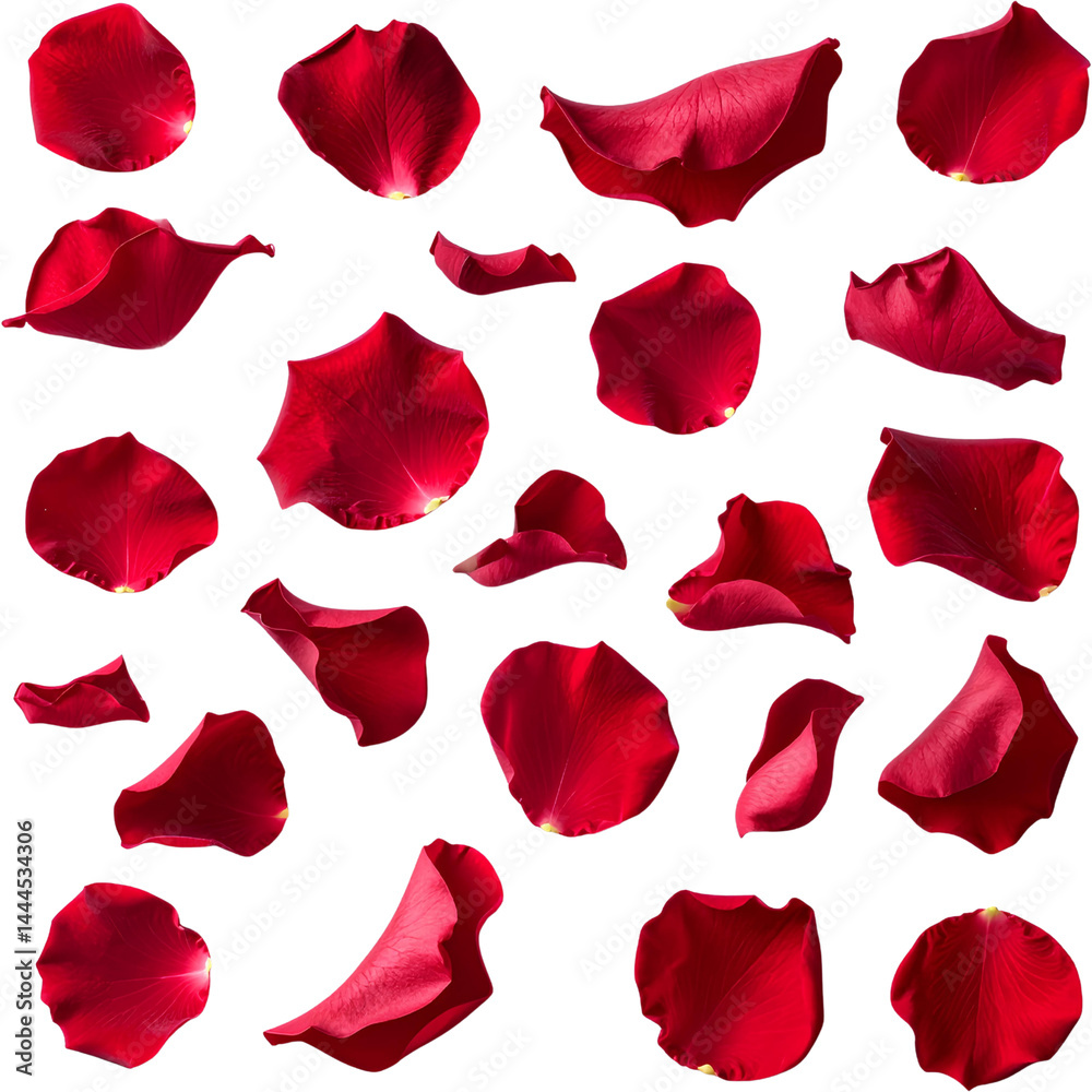 Scattered Red Rose Petals for Romantic and Decorative Design Elements
Scattered Red Rose Petals for Romantic and Decorative Design Elements