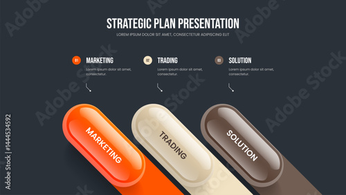 Digital Solution 3 Option Infographic Frame Layout. Company Growth Three Step Diagram Slideshow Template. Project Performance Slide Design Vector Illustration.