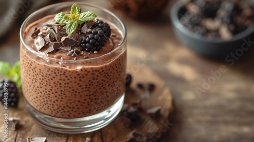 Obraz na płótnie Chocolate pudding with chia seeds w salonie