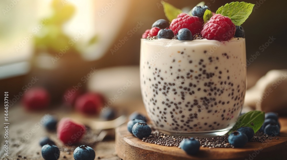 Healthy breakfast with chia seeds