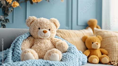 Obraz na płótnie Teddy bear on the sofa w salonie