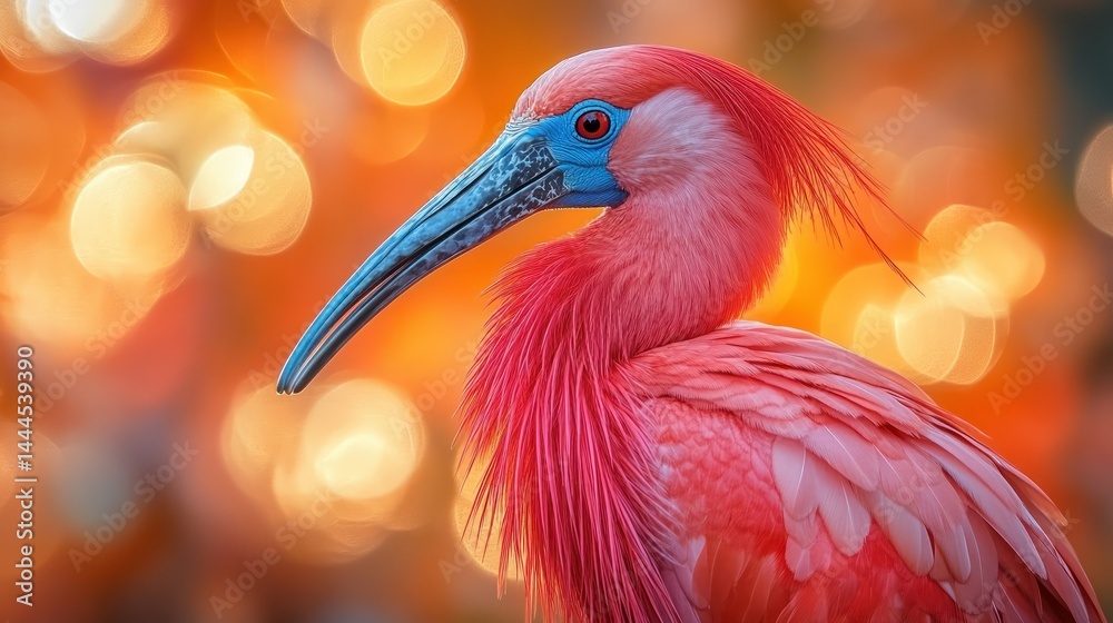 Fototapeta premium Pink Ibis Portrait with Bokeh Background.