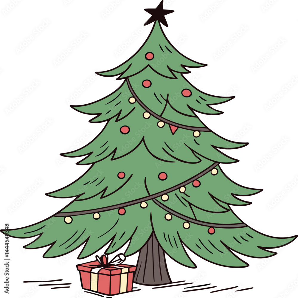 set of chrismas tree silhouette vector