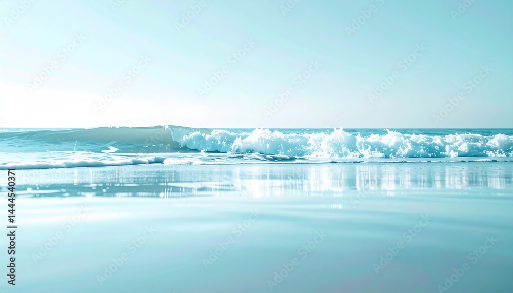 Fototapeta premium Calm waves gently rolling on tranquil beach coastal area nature photography serene environment low-angle view peaceful concept