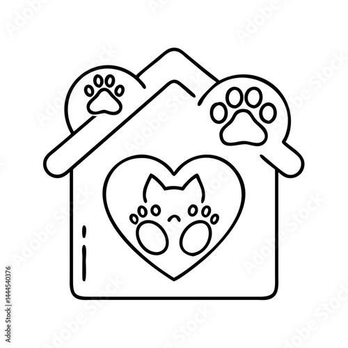 animal shelter icon, animal shelter line art - simple line art of animal shelter, perfect for animal shelter logos and icons