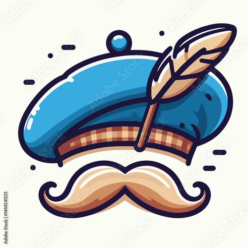 beret, hat, cap, fashion, isolated, head, accessory, background, man, french, france, cartoon, white, style, vector, wear, design, character, female, vintage, artist, army, illustration, freedom, clot