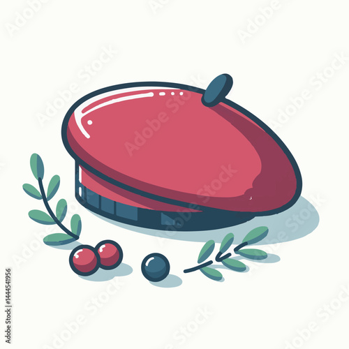 beret, hat, cap, fashion, isolated, head, accessory, background, man, french, france, cartoon, white, style, vector, wear, design, character, female, vintage, artist, army, illustration, freedom, clot