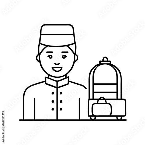 bellhop icon, bellhop line art - simple line art of bellhop, perfect for bellhop logos and icons