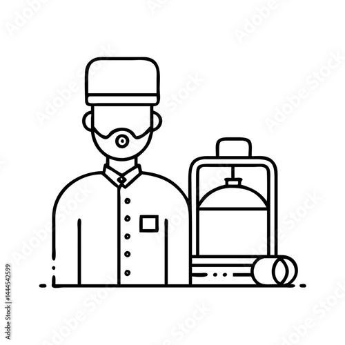 bellhop icon, bellhop line art - simple line art of bellhop, perfect for bellhop logos and icons