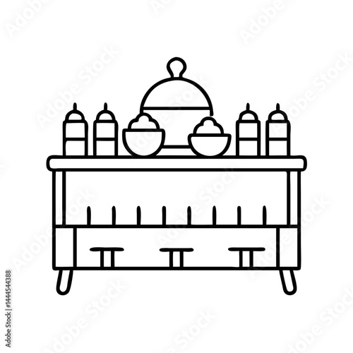 buffet table icon, buffet table line art - simple line art of buffet table, perfect for buffet table logos and icons
