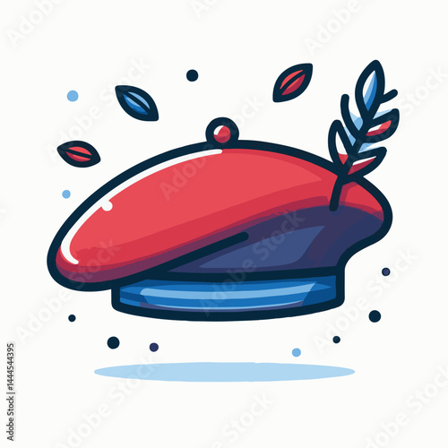 beret, hat, cap, fashion, isolated, head, accessory, background, man, french, france, cartoon, white, style, vector, wear, design, character, female, vintage, artist, army, illustration, freedom, clot