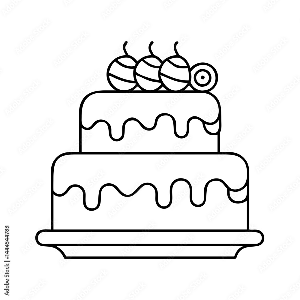 cake icon, cake line art - simple line art of cake, perfect for cake logos and icons cake icon, cake line art - simple line art of cake, perfect for cake logos and icons