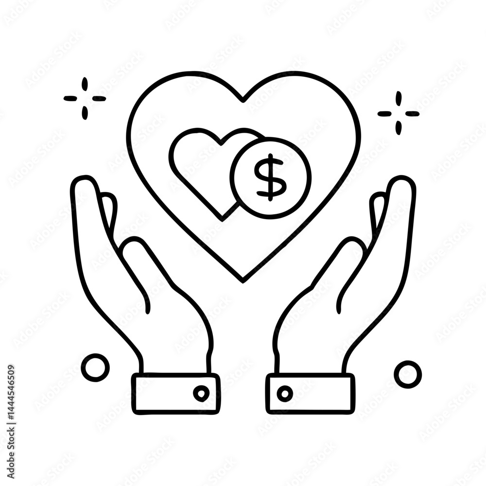 charity icon, charity line art - simple line art of charity, perfect for charity logos and icons charity icon, charity line art - simple line art of charity, perfect for charity logos and icons