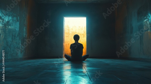 A person sitting in a room where the walls are closing in, symbolizing the feeling of being trapped by depressive thoughts 