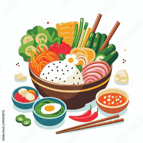 bibimbap, cuisine, meal, delicious, asian, healthy, gourmet, rice, food, cooking, vegetable, korean food, dinner, bowl, fresh, traditional, dish, egg, korean, lunch, colorful, beef, carrot, spicy, tas