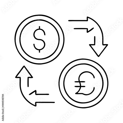 currency exchange icon, currency exchange line art - simple line art of currency exchange, perfect for currency exchange logos and icons