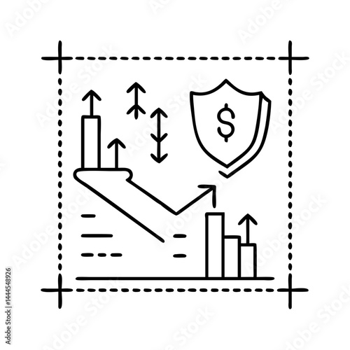 defensive stocks icon, defensive stocks line art - simple line art of defensive stocks, perfect for defensive stocks logos and icons