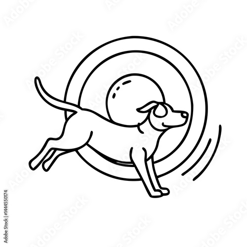 dog frisbee icon, dog frisbee line art - simple line art of dog frisbee, perfect for dog frisbee logos and icons
