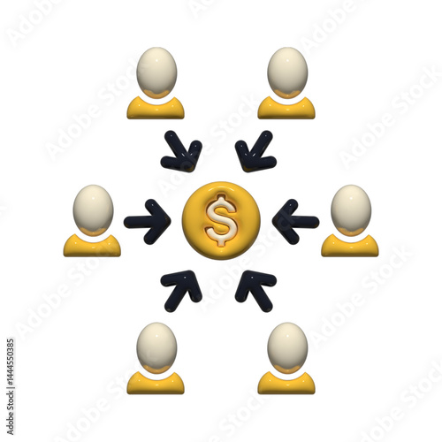Crowdfunding icon with people and dollar symbol