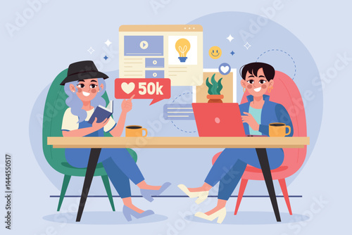 Modern Flat Blogger Background Composition