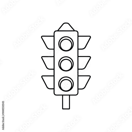 Minimalist Traffic Light Outline Vector Illustration Design on White Background 