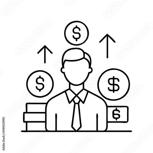 investment banker icon, investment banker line art - simple line art of investment banker, perfect for investment banker logos and icons