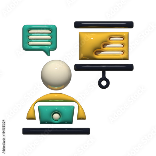 Online presentation icon with laptop