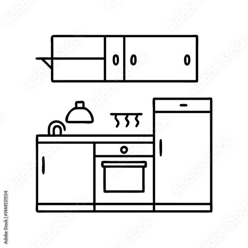 kitchenette icon, kitchenette line art - simple line art of kitchenette, perfect for kitchenette logos and icons
