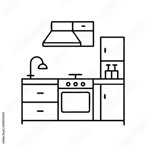 kitchenette icon, kitchenette line art - simple line art of kitchenette, perfect for kitchenette logos and icons