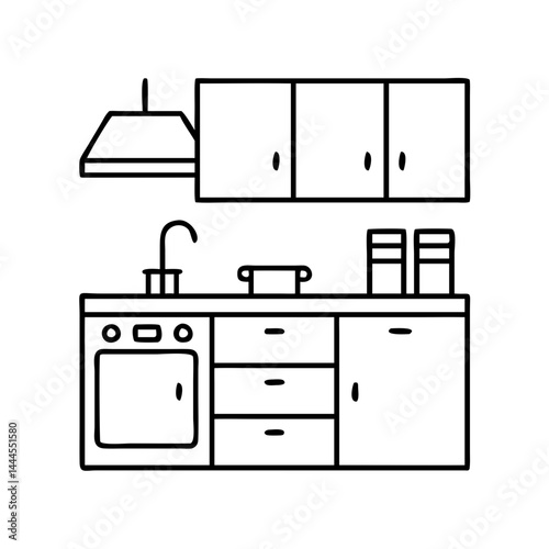 kitchenette icon, kitchenette line art - simple line art of kitchenette, perfect for kitchenette logos and icons