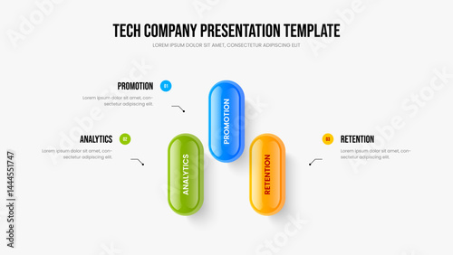 Project Portfolio Frame Layout Vector Illustration. Corporate Planning 3 Element Diagram Presentation Template. Investor Report Three Option Infographic Slide Design.