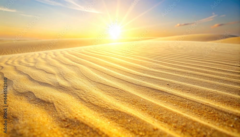 Naklejka premium Golden sand dunes at sunrise desert landscape nature photography calm environment wide angle view serenity concept