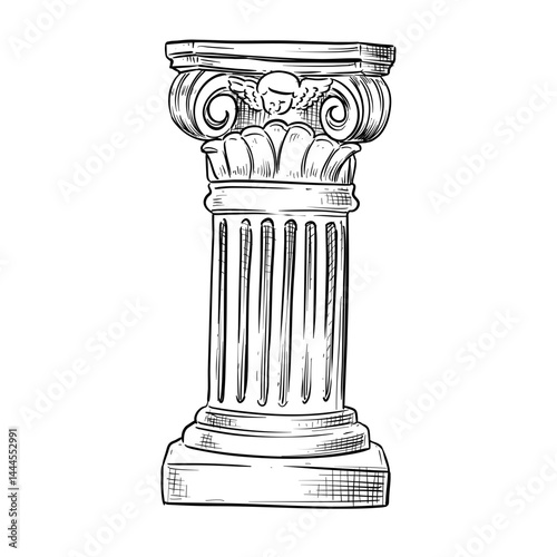 roman column classic greek illustration roman pillar greek columns vector line art hand drawn