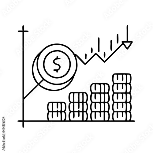 penny stocks icon, penny stocks line art - simple line art of penny stocks, perfect for penny stocks logos and icons