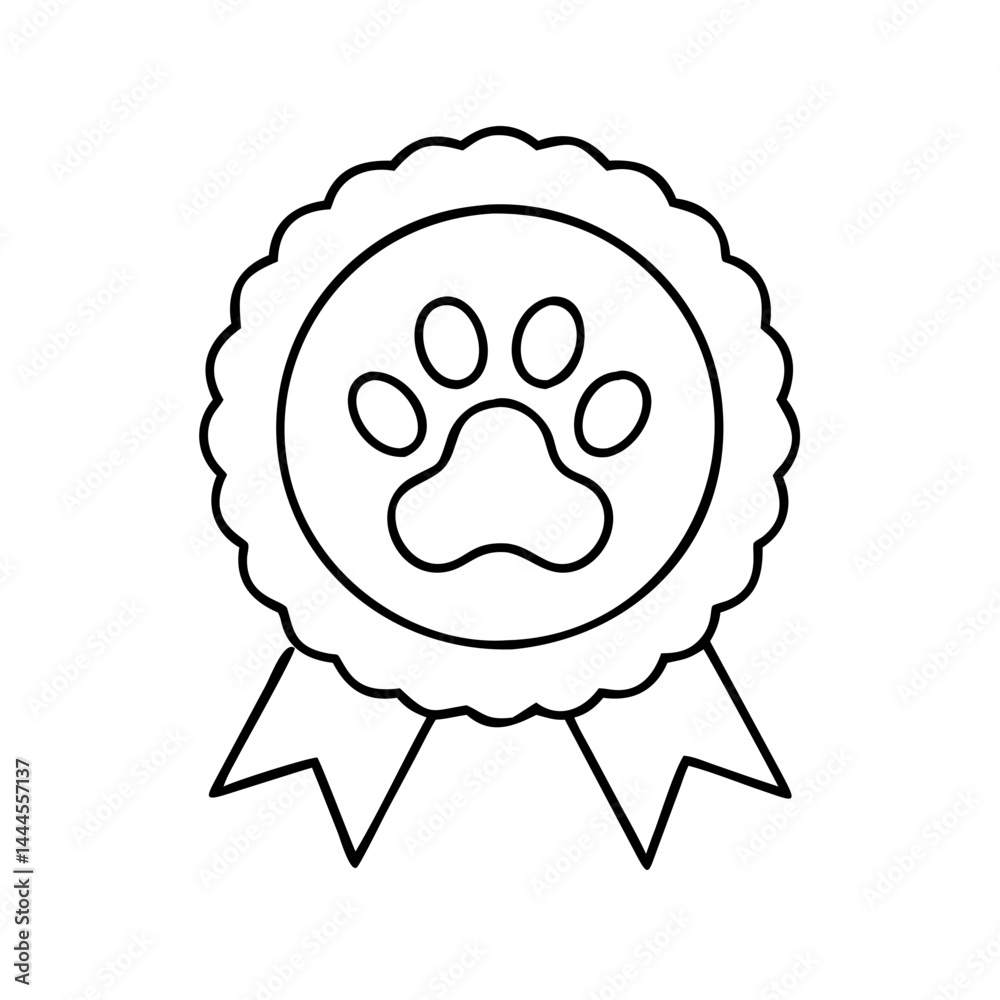 pet paw badge icon, pet paw badge line art - simple line art of pet paw badge, perfect for pet paw badge logos and icons pet paw badge icon, pet paw badge line art - simple line art of pet paw badge, perfect for pet paw badge logos and icons