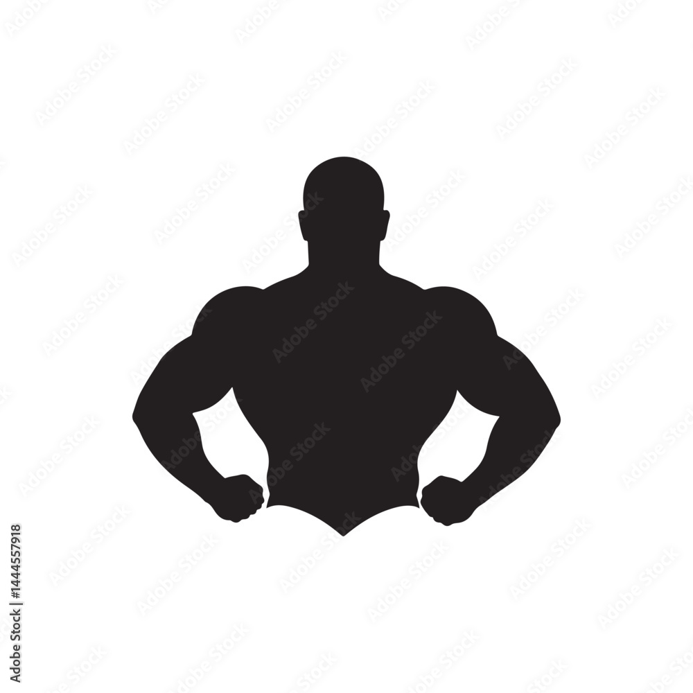 Naklejka premium Black Body builder silhouette vector illustration on white background