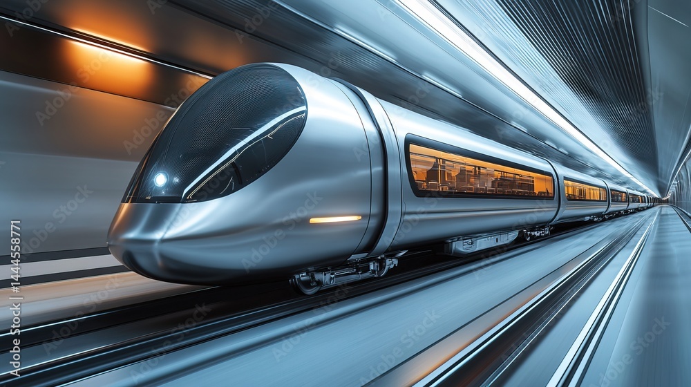 Futuristic High-Speed Train in Motion Futuristic High-Speed Train in Motion
