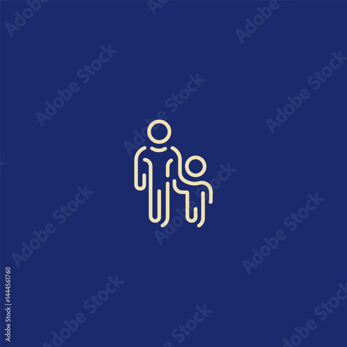 Father and child logo in minimalist line art style.
