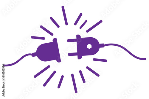 Electric socket with plug icon silhouette. Connection and disconnection concept. Concept of 404 error connection. Electric plug and outlet socket unplugged. Vector illustration
