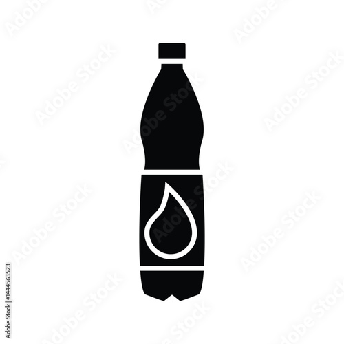 Mineral bottle icon, logo isolated on white background, with water logo