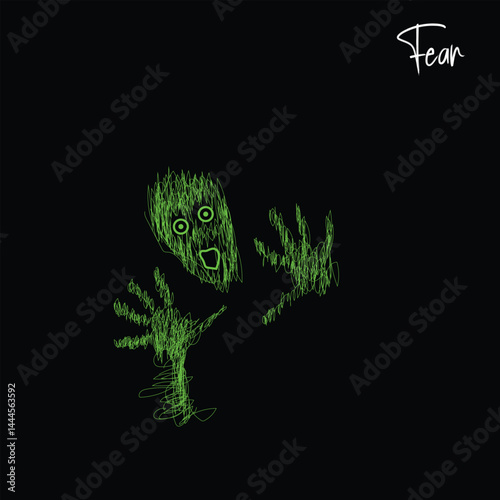 Expressing Fear A Hand-Drawn Visualization of Terror, Fear in the Dark