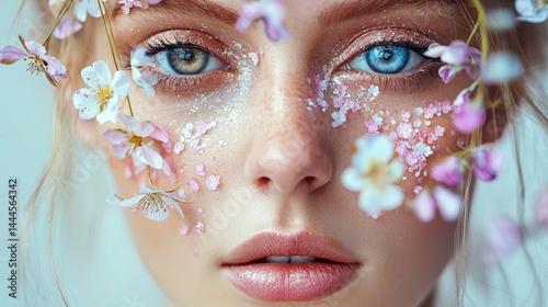 Floral fairy festival makeup with delicate flower details